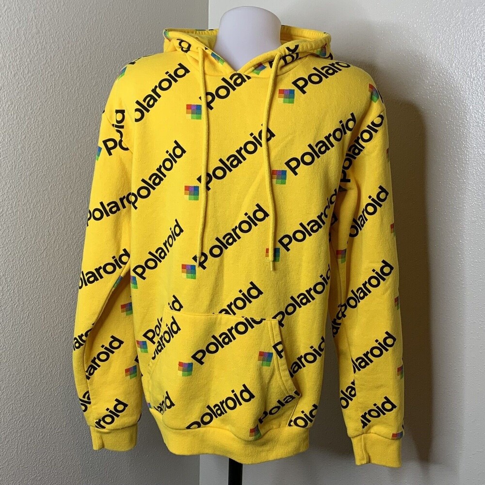 Polaroid Camera Hoodie Sweatshirt Yellow Pullover Unisex? Men’s Small S